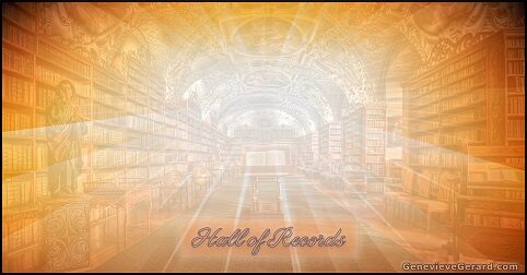Great Ancient Wisdom Hall of Records golden lighted books